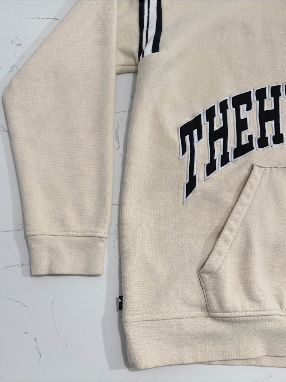 The Hundreds Hoodie Mens Large Cream Pullover Logo Embroidered Streetwear - Picture 4 of 9